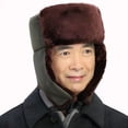 thumbnail image 3 of CoCopeanut Topi Bomber Topi Ushanka Rusia Hangat Pria Musim Dingin dengan Penutup Telinga Topi Pelindung Bulu Pu Topi Luar Ruangan Hangat, 3 of 6