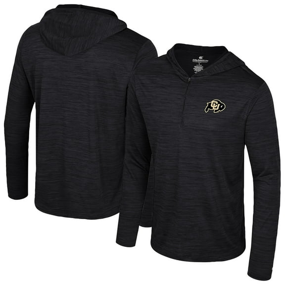 Men's Colosseum Black Colorado Buffaloes Always Sunny Lightweight Quarter-Zip Hoodie