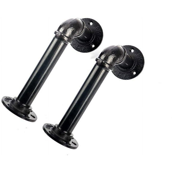 ATT Rustic Floating Shelf Brackets Industrial Iron Pipe Shelf Brackets 2 Pack