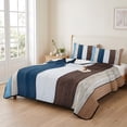 thumbnail image 2 of Queen Quilt Set 90''x96'', Blue Brown Farmhouse Lightweight Summer Bedspread Coverlet Set with 2 Pillow Shams, Vintage Retro Wooden Breathable All Season Quilt Bedding for Bedroom/Guest Room, 2 of 9