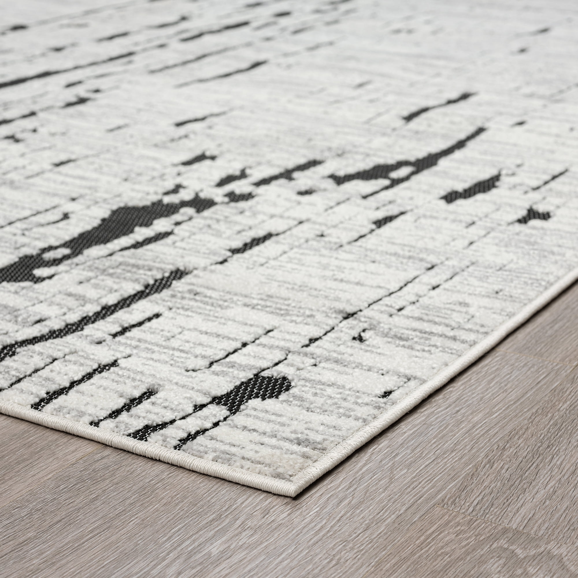 5x8 Water Resistant, Indoor Outdoor Rugs for Patios, Front Door Entry, Entryway, Deck, Porch, Balcony | Outside Area Rug for Patio | Black, Stripe | Size: 5'3'' x 7'3''
