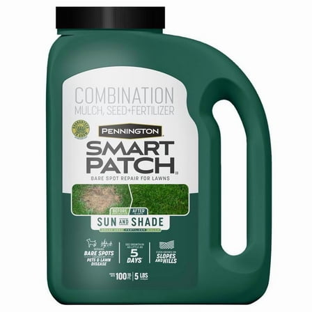 Pennington Smart Patch Sun and Shade Grass Seed Mix, for Sun to Partial Shade, 5 lb. Jug