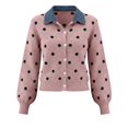 thumbnail image 6 of Endives Cardigan Sweaters for Women Denim Collar Button-Front Ribbed Knit Cardigan Sweater Long Sleeve Casual Fall Top M, 6 of 6
