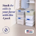 thumbnail image 2 of HOMZ 4-Pack 31 Qt Latching Lid, Home & Office Clear Plastic Storage Organizer Bins, Blue, 2 of 8