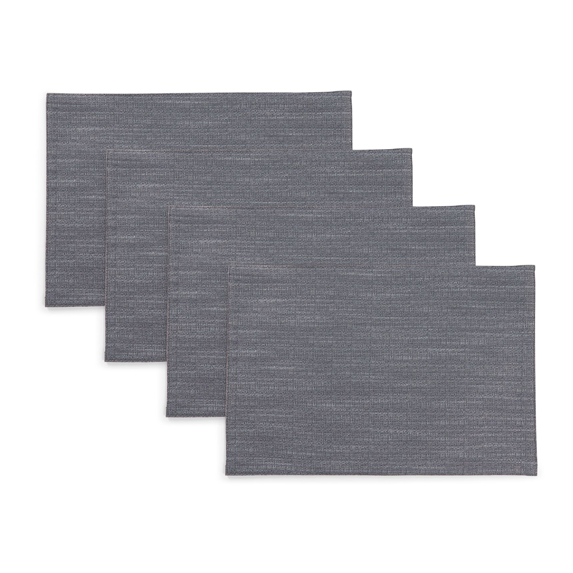 TOWN & COUNTRY LIVING Harper Stain and Water Resistant Reversible Placemat 4-Pack Set, Grey Flannel, 13"x17.5"
