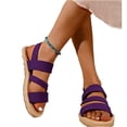 thumbnail image 2 of Beach Shoes, Women's Summer Flat Sandals Open Toe Slingback Comfortable Slip-On Sandals Non Slip Elastic Ankle Strap Walking Sandals Outdoor Sport Walking Casual Sandals, Purple 6, 2 of 5