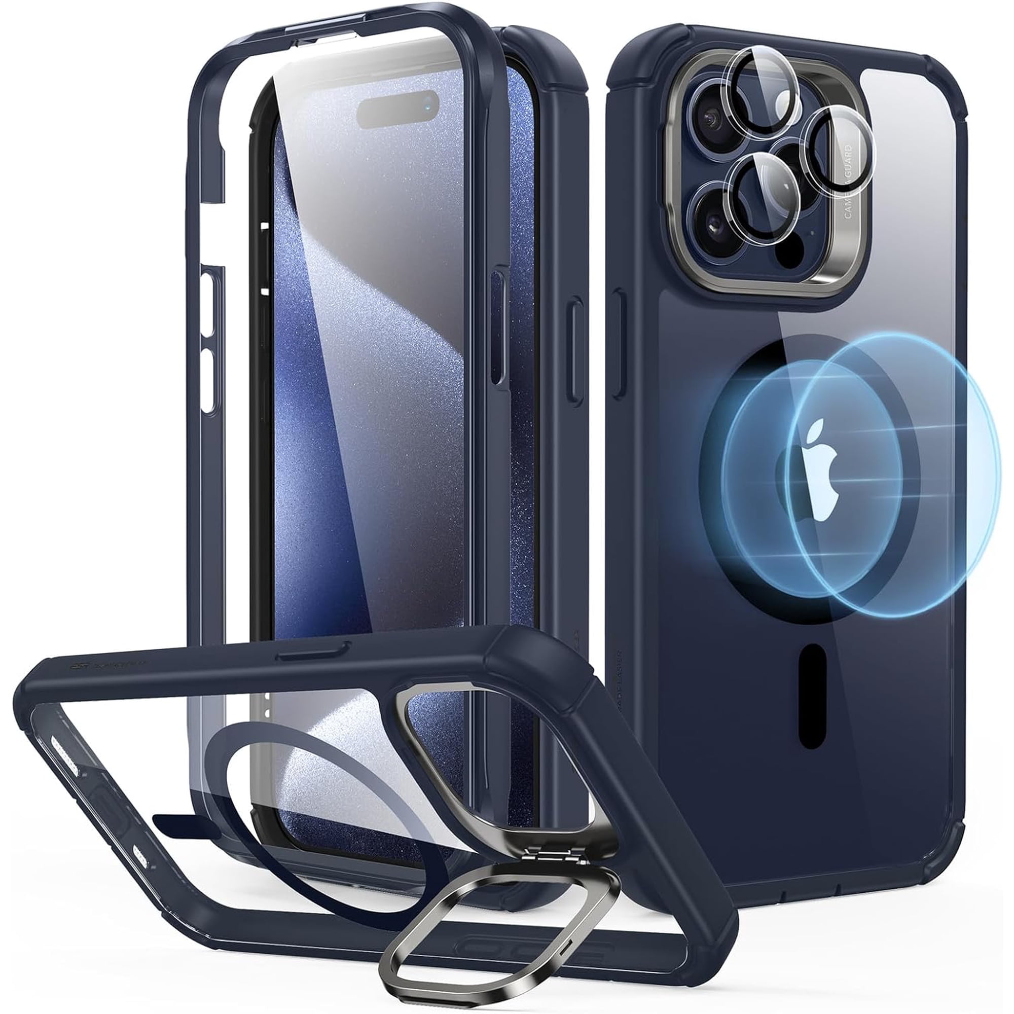 ESR Shockproof MagSafe Bumper Cell Phone Case with Tempered Glass for Apple iPhone 15 Pro Max