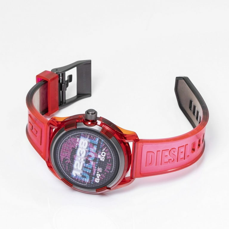 Diesel On Men's 45mm Fadelite Stainless Steel and Silicone Touchscreen Smart Watch, Color: Red (Model: DZT2019) Diesel On Men's 45mm Fadelite Stainless Steel and Silicone Touchscreen Smart Watch, Color: Red (Model: DZT2019)