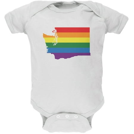 

Washington LGBT Gay Pride Rainbow White Soft Baby One Piece - 3-6 months