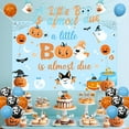 thumbnail image 4 of Halloween Baby Shower Decorations Blue and Orange, A Little Boo Is Almost Due Backdrop Banner, Ghost Pumpkin A Baby Is Brewing Cupcake Toppers, Halloween Gender Reveal Party Supplies, 4 of 6