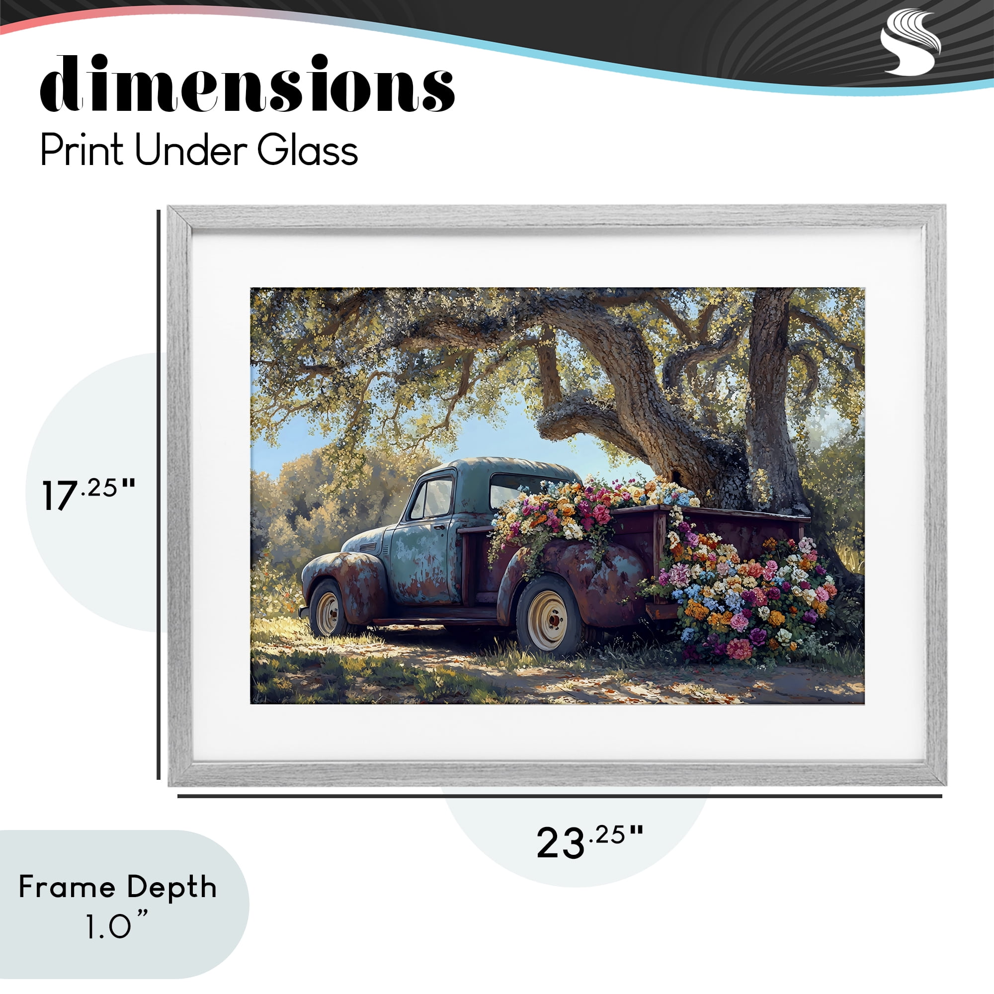 Stupell Industries Repurposed Truck Filled with Flowers Gray Framed Print Under Glass, design by Franklyn Gregory