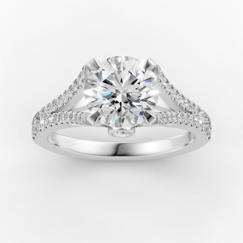 OMRE 4 Carat Moissanite Ring 18K White Gold Plated 925 Sterling Silver Anniversary Engagement Wedding Promise Ring for Women