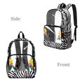 thumbnail image 2 of ZIATUBLES Zebra Tropical Flowers Print Clear Backpack Heavy Duty, Fabric & PVC Transparent Backpack with Front Pockets & Side Mesh, See Through Bookbag for School College Security, 2 of 7