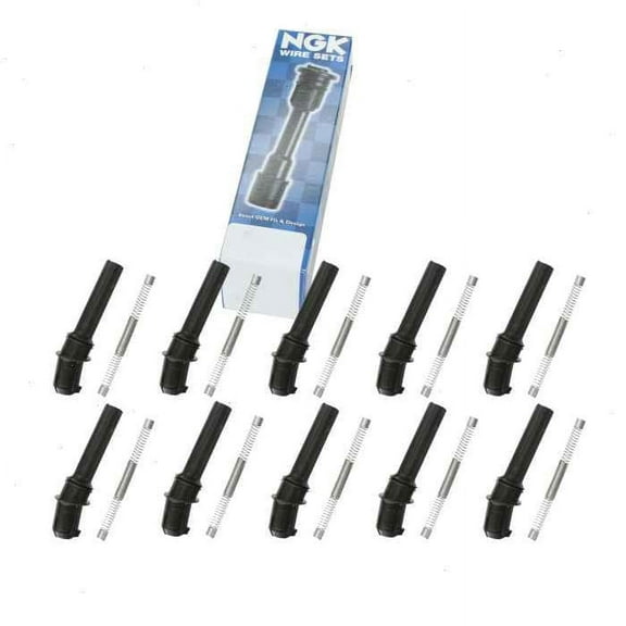 10 pc NGK Ignition Coil Boots compatible with Ford F-250 Super Duty 6.8L V10 1999-2004