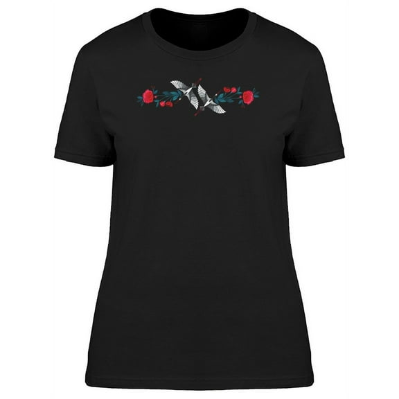 Japanese Cranes With Flowers T-Shirt Women -Image by Shutterstock, Female XX-Large