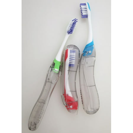 Ortho Travel Folding Toothbrush (6 Pack), The cap protects the brush when not in use and transforms into the handle for precision control. By