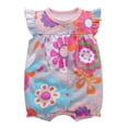 thumbnail image 4 of WIBACKER 100% Cotton Infant Baby Girl Snap-up Rompers, 0-24M,Ruffle Sleeve Toddler Summer Flowers Jumpsuit, 4 of 6