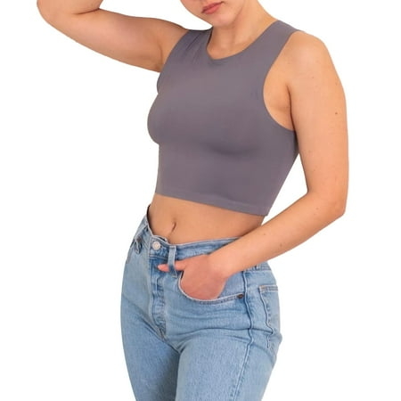 

Pgeraug underwear women Solid Color Short Ice Silk High Elastic Sports Yoga Vest Shapewear sports bras for women Grey
