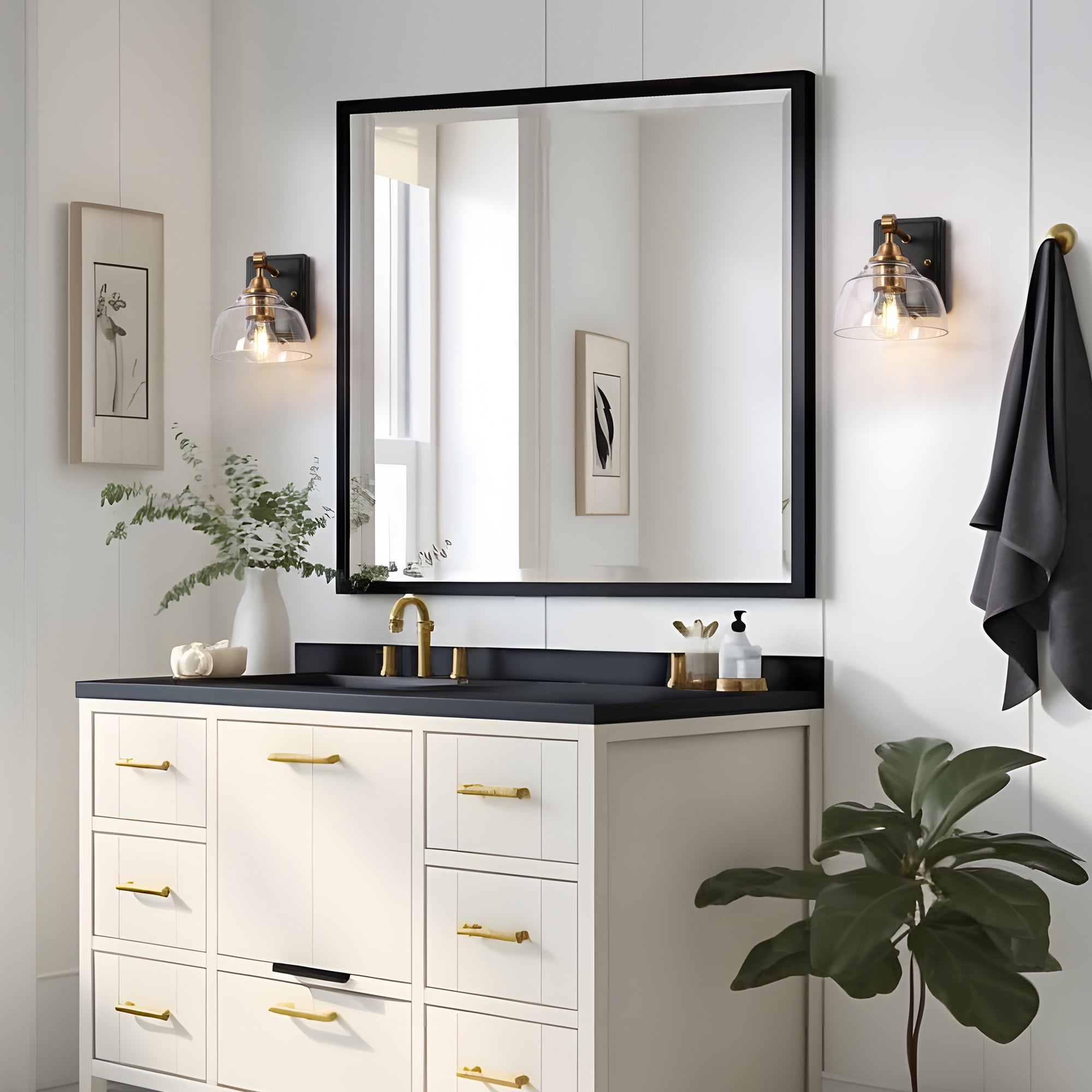 LNC Lainanger 6.3-in W 1-Light Polished Gold Modern/Contemporary LED Wall Sconce