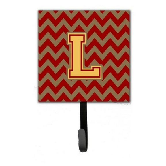 Letter L Chevron Garnet & Gold Leash or Key Holder