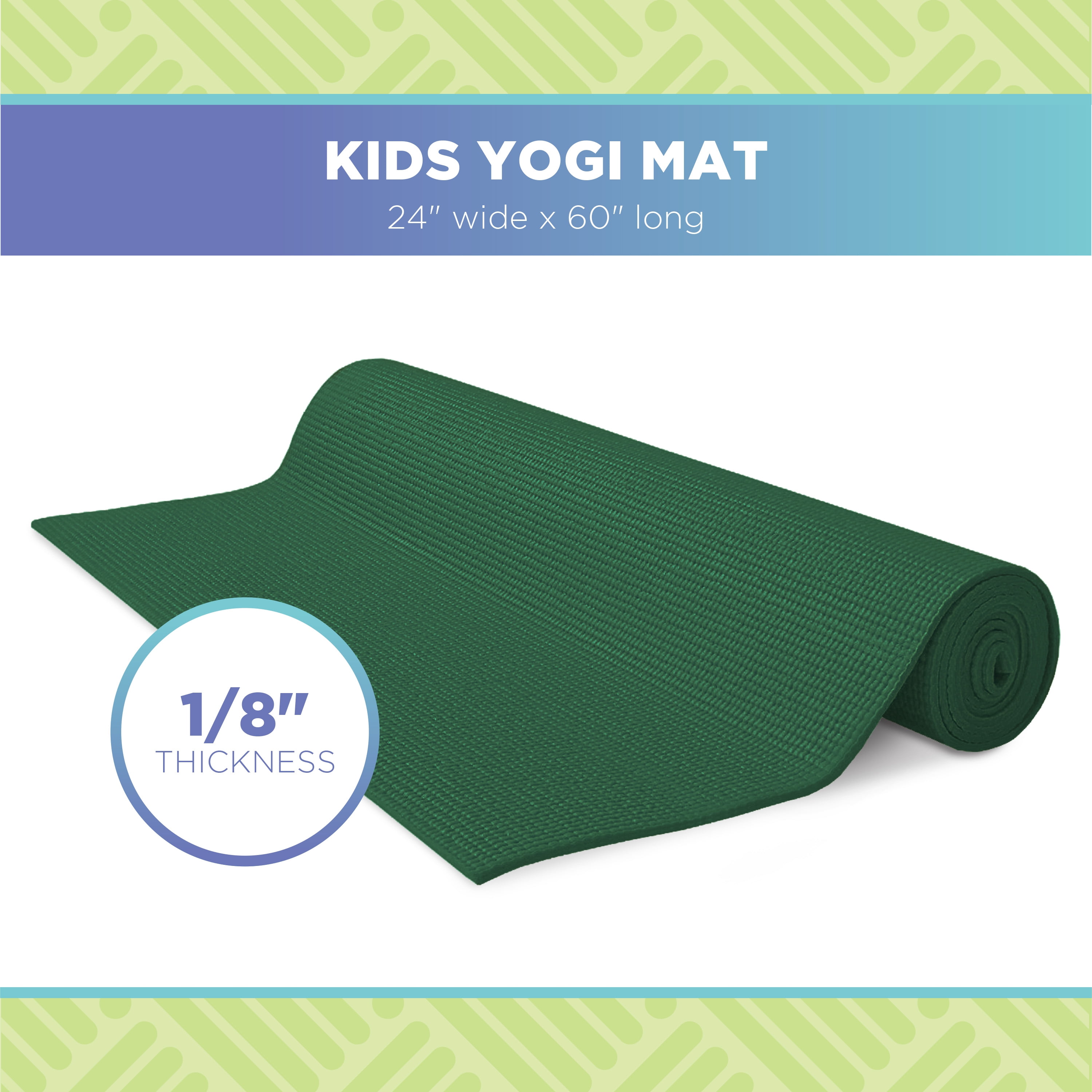 Sticky 60" x24" Yoga Mat - 3mm Thick Comfortable Workout Floor Mat for Kids - Foldable Yoga Mat for Yoga, Pilates, Gym and Stretching, Jungle