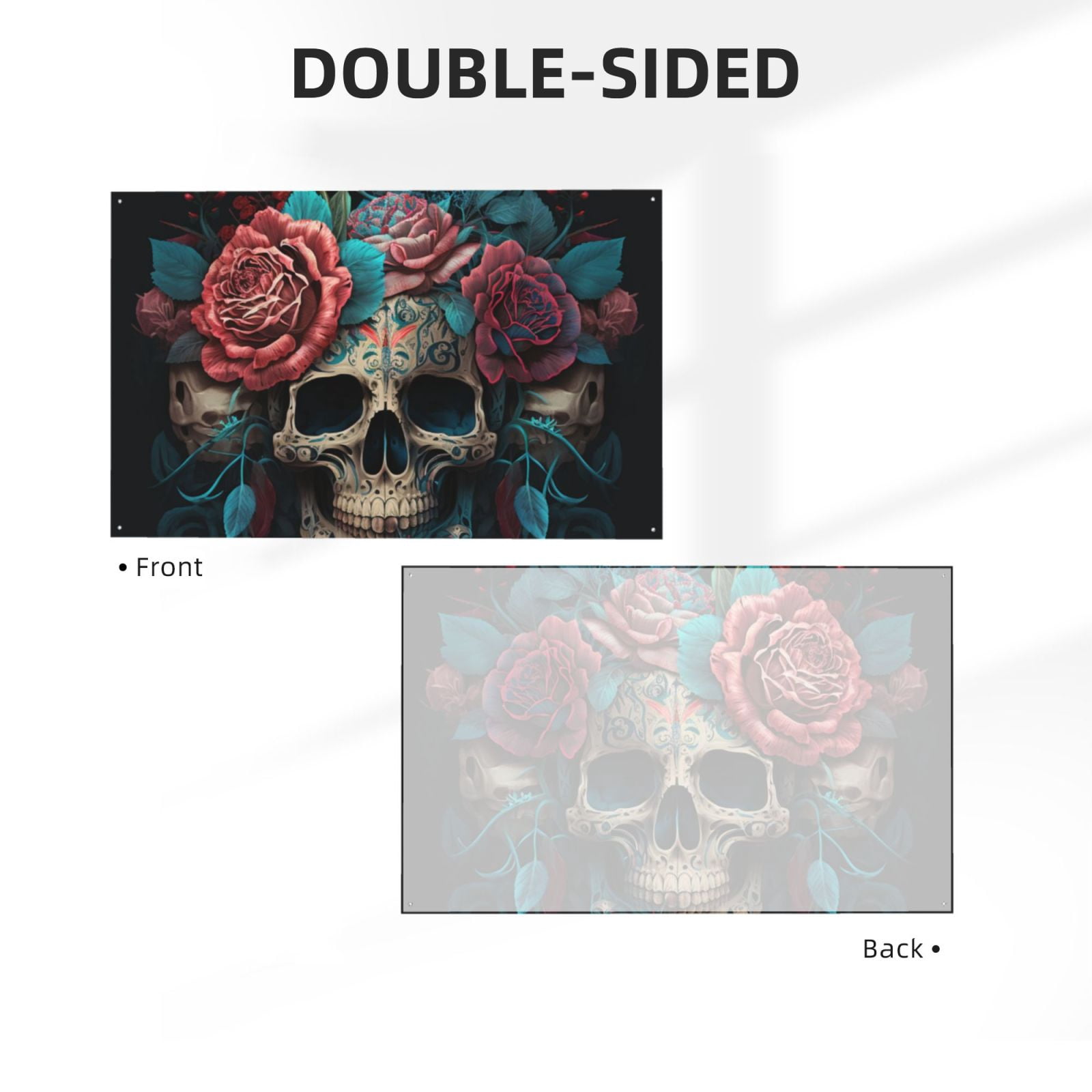 Mexican Skull Roses Day Of The Dead Four Hole Decorated Banner Flag for Garden Yard Home Decoration Indoor Outdoor 4x6 Ft