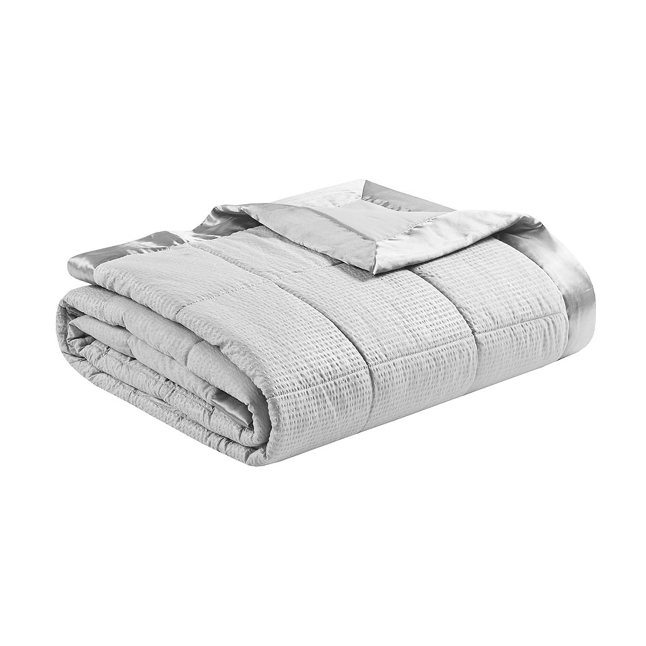 JERFIT Oversized Grey Down Alternative Comforter with Satin Trim - Hypoallergenic, OEKO-TEX Certified, Machine Washable, Queen Size Bed Blanket