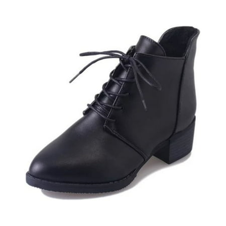 

Fesfesfes Vintage Calf Boots Women s Faux-Leather Fashion Lace Ladies Comfortable Western High-heeled Boots Ankle Boots Women s High-heeled Boots Tall Boots 7.5(40)