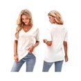 thumbnail image 3 of Women'S Tops Spring Summer Short Sleeve Sweater Fashion Trendy Dressy Casual Outfit Versatile Knit Blouse White XL, 3 of 6