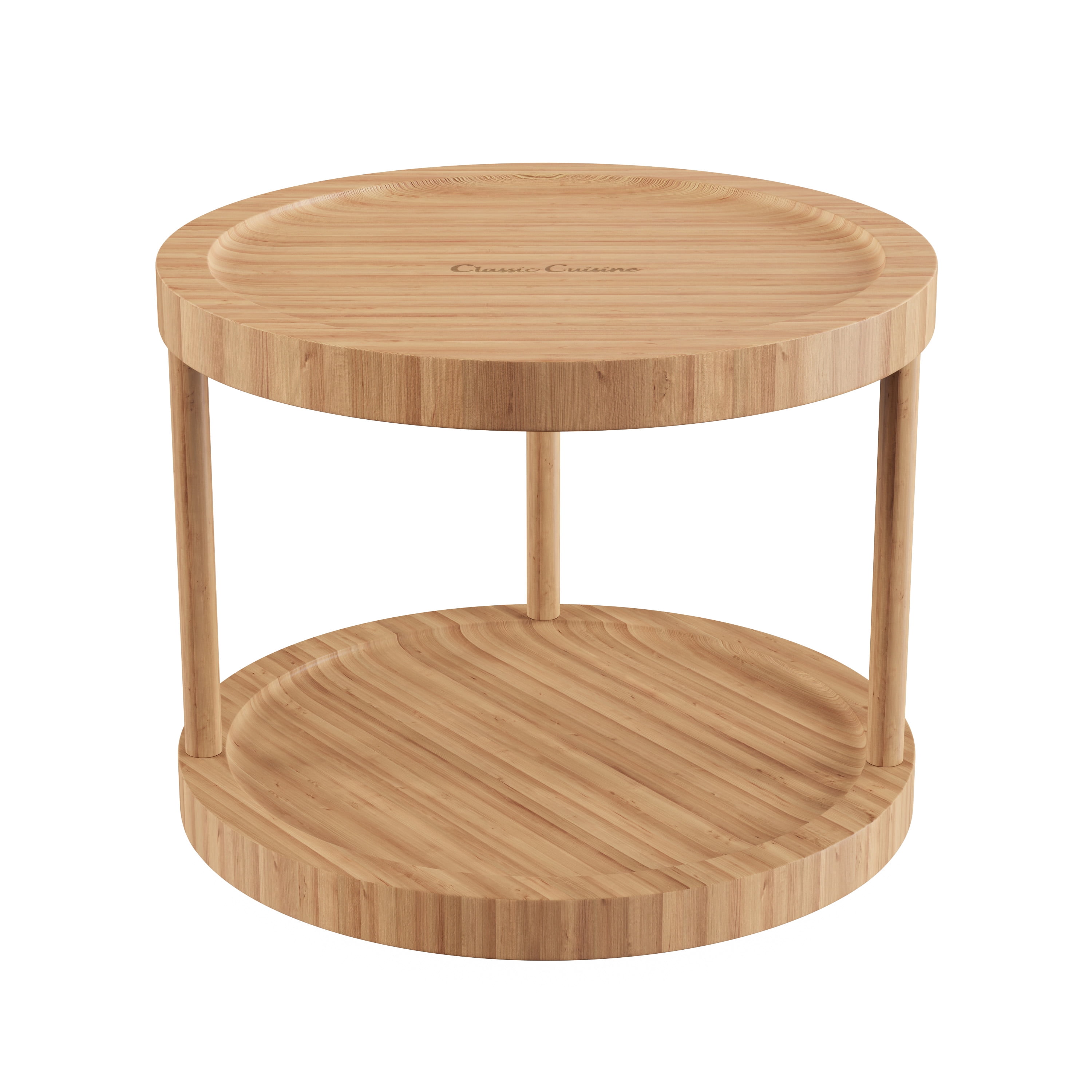 Lazy Susan – All-Natural Bamboo Round Two Tier Turntable with 10 inch Diameter by Classic Cuisine
