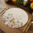 thumbnail image 2 of Fall Pink Flower Round Braided Placemats Set of 4, White Daisy Leaf Pastoral Plant Vintage Heat Insulation Place Mats Washable Non-Slip Table Mats for Kitchen Dining Party, 15 Inches, 2 of 9