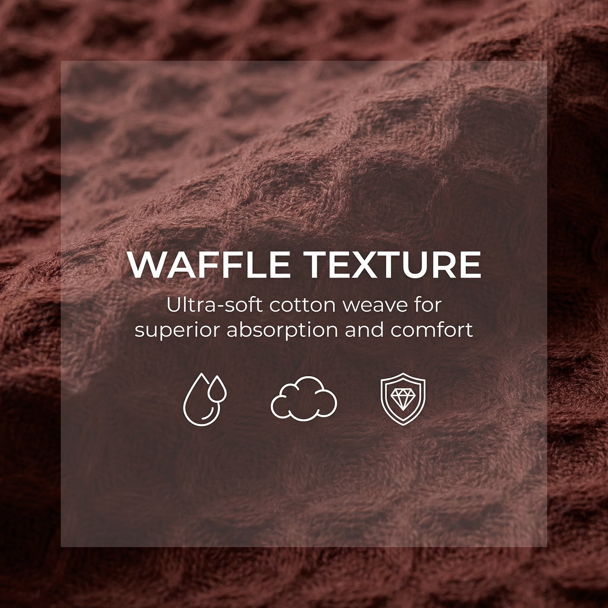 Unique Bargains 4 Pack 100% Cotton Waffle Weave Solid color Kitchen Towels Brown 12" x 12"