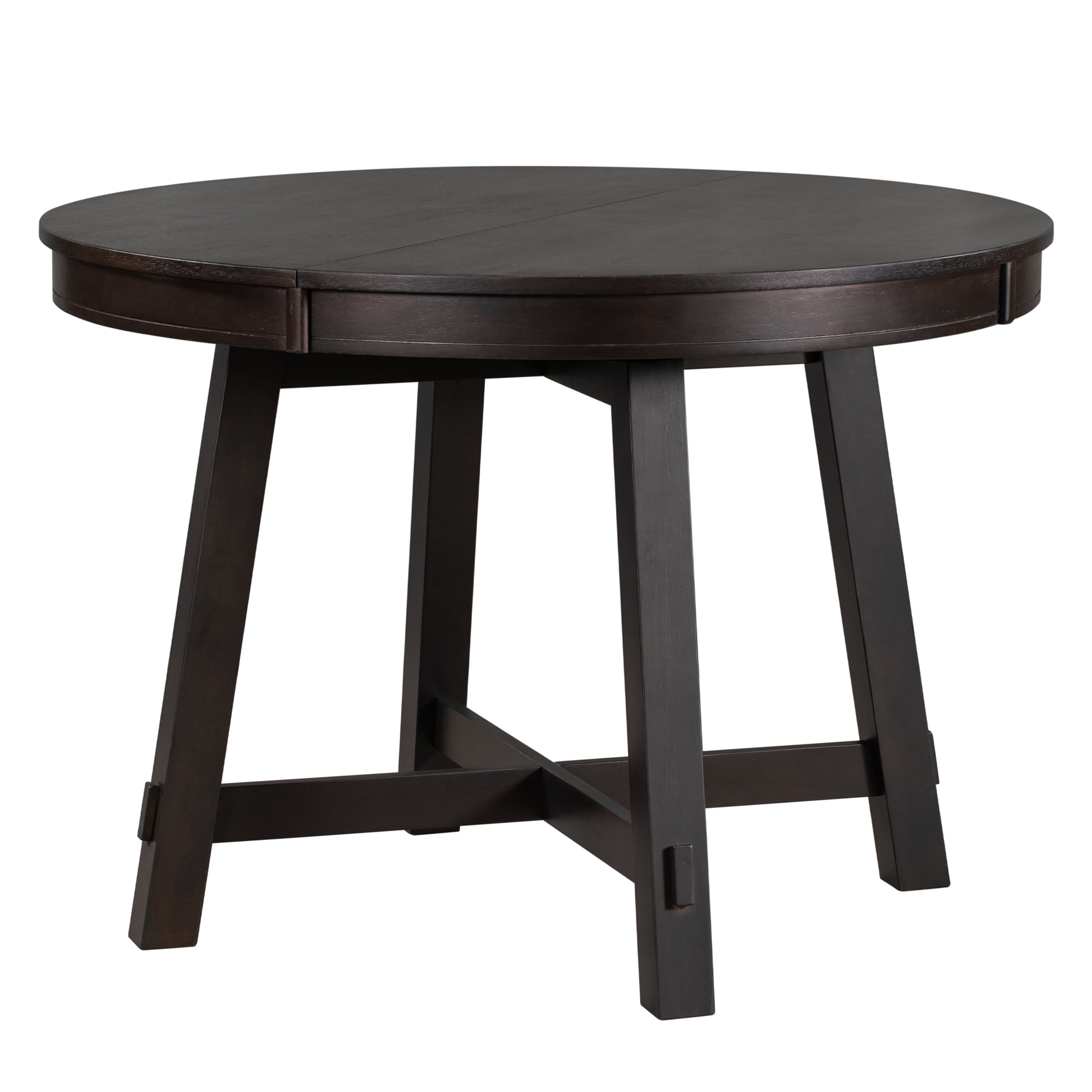 Aukfa Dining Table for 4-6, 42"-58" Extendable Round Kitchen Table with 16" Rustic Drop Leaf for Dining Room/Living Room, Espresso