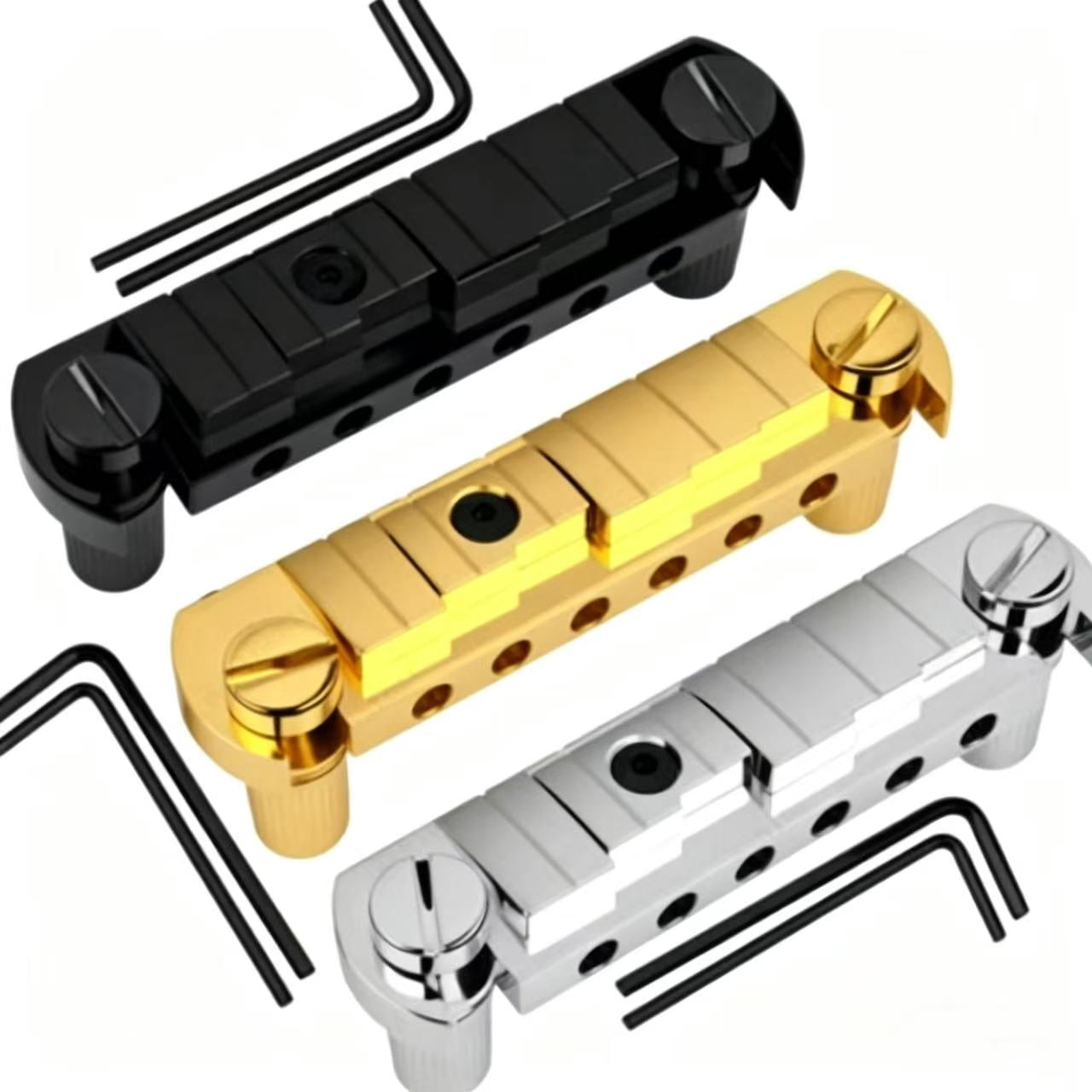 LOOKSEVEN 6-String LP Style Electric Guitar Tune-O-Matic Bridge, Integrated Roller Saddle Bridge with 2 Allen Wrenches-Black