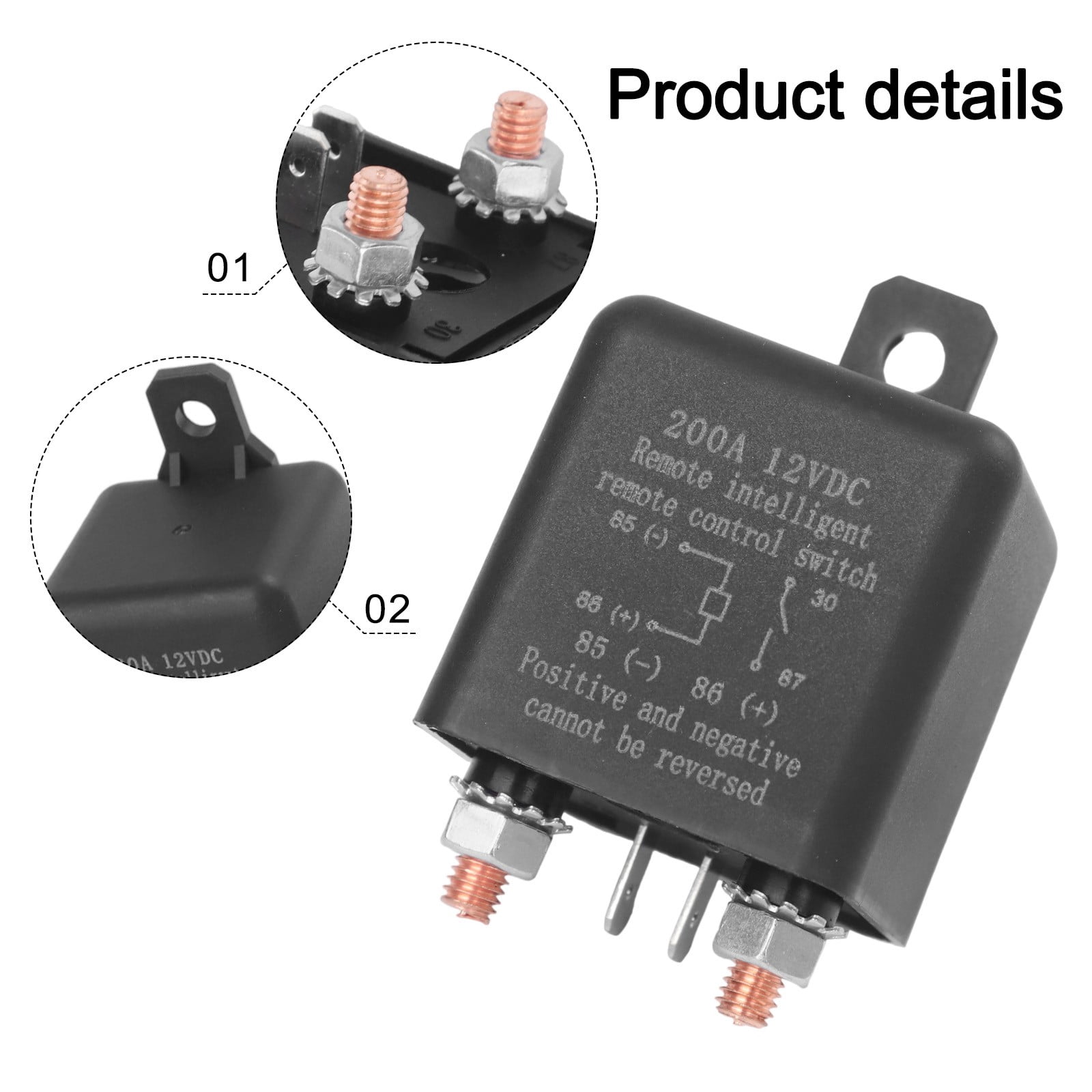 Wireless Remote Battery Disconnect Switch For Dc12V Vehicles 200A Rated
