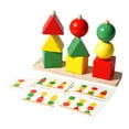 thumbnail image 1 of Clasificador de formas de madera, juguete de secuenciación de cuentas, motricidad fina, juguete educativo para clasificar y apilar colores para niños, 1 of 9