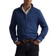 thumbnail image 3 of Men Half Zip Mock Neck Cable Knit Cotton Pullover Sweater XXXL, 3 of 7
