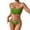 Green, variant on Womens Bikini Set Strapless Bandeau Swimwear Ruched Fabric Bow Detail High Waisted Brief Swim Set , 2PC