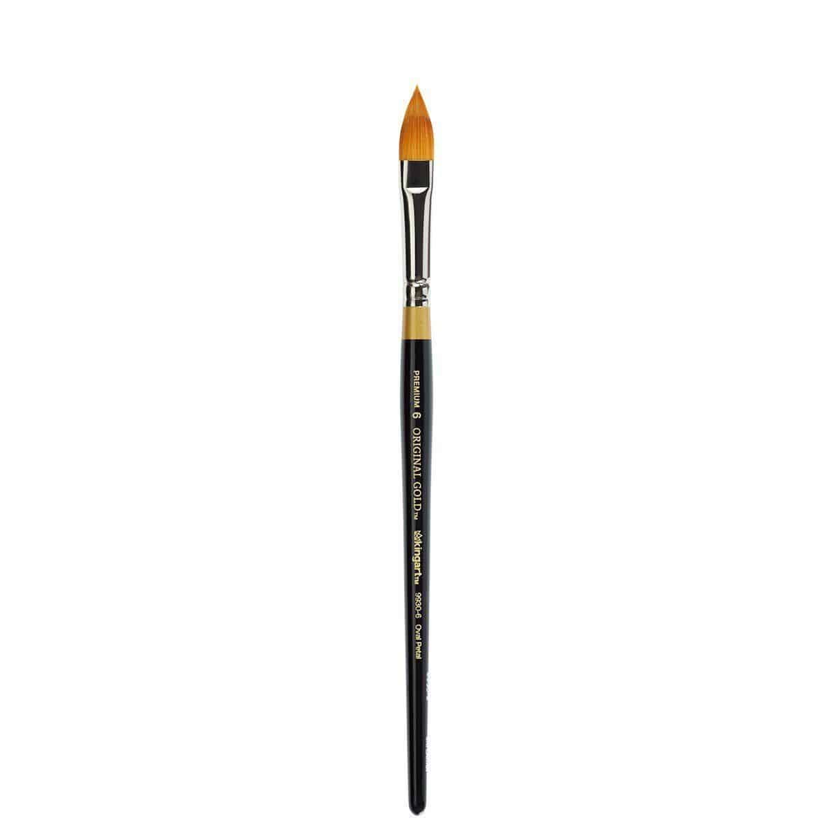 Kingart Original Gold, Oval and Round Floral Petal Series, Premium Golden Taklon Brushes, All Ages