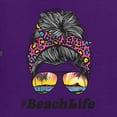 thumbnail image 2 of Messy Bun BeachLife | Cool Neon Leopard Print Bandana | Sunglasses Vaction Beach Paradise Fashion Womens T-Shirt, Purple, L, 2 of 5
