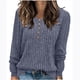 thumbnail image 1 of Suéter de cuello redondo para mujer, informal, liso, de invierno, de manga larga, con botones, de punto cepillado, holgado, para mujer, 1 of 7