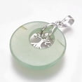 thumbnail image 4 of Natural Green Aventurine Pendants with Platinum Tone Brass Findings Flat Round with Tree of Life 32.5~33x27.5~28x5~6mm Hole: 5x7mm, 4 of 4
