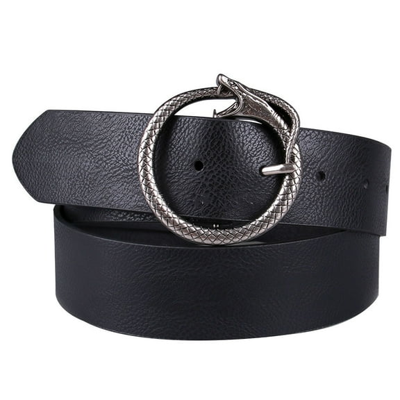 HOMEMAXS 1Pc Retro Buckle Women Waist Belt Retro Wide Waist Belt Weaving PU Leather Waistband for Dresses Jeans(Black)