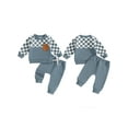 thumbnail image 2 of AceBaby Toddler Baby Boy Fall Checkerboard Print 2Pcs Outfit Sets for 6M-4Y,70% Cotton, 2 of 9