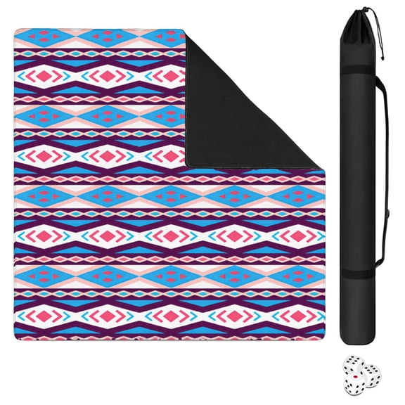 Boho Print Large Non-Slip Mahjong Mat 31.5 Inch Square Rubber Game Table Pad with Noise Dampening for Playing Chinese Tiles and Family Entertainment