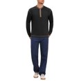 thumbnail image 2 of INSPIRE CHIC Men's Henley Shirt Long Sleeve Contrast Trim Button Neck Casual Top 2XL Black, 2 of 6