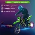 thumbnail image 4 of Lumiparty 24V Electric Off-Road Motorcycle, 250W Motor 13.6MPH Fast Speed Motocross Dirt Bike, Twist Grip Throttle, Metal Suspension, Air-Filled Tires, for Kids Teens Age 8+, Green, 4 of 8