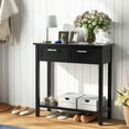 thumbnail image 2 of Gymax Table Console Étroite avec Tiroirs Table d'Appoint Rétro pour Sofa avec Rangement Ouvert Noir, 2 of 10