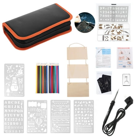 

97pcs Wood Burning Kit DIY Electric Soldering Iron Kit Adjustable Temperature 200-450 Degrees Celsius Wood Burner Soldering Pen for Embossing Carving Soldering