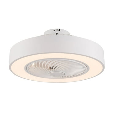 22" Modern Invisible Flush Mount LED Ceiling Fan w/ Light Remote Control 3 Speeds 5 Blades White